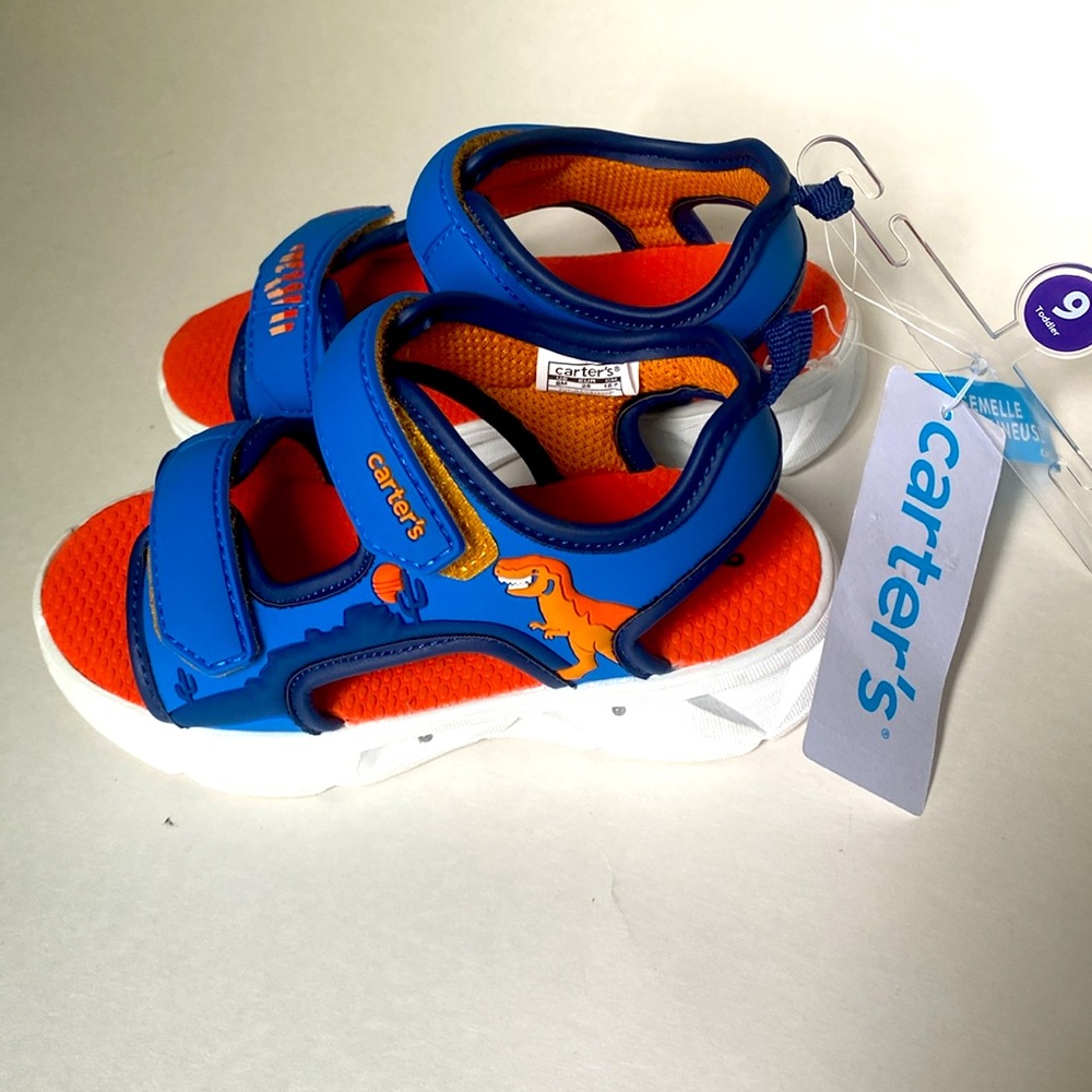 Carter's LIGHT UP Navy Sandals Dinosaur Toddler Boys' or Girl's / Size 9